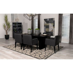 English Elm Yorkshire Mid-Century Charcoal Fabric Dining Armchair Set for Refined Gatherings B2777P536436
