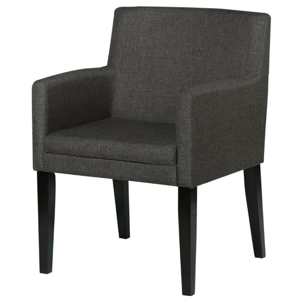 English Elm Yorkshire Mid-Century Charcoal Fabric Dining Armchair Set for Refined Gatherings B2777P536436