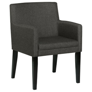 English Elm Yorkshire Mid-Century Charcoal Fabric Dining Armchair Set for Refined Gatherings B2777P536436