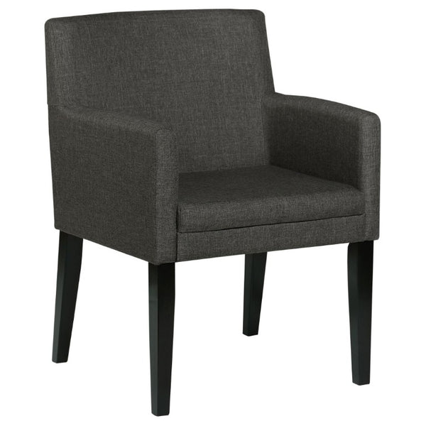 English Elm Yorkshire Mid-Century Charcoal Fabric Dining Armchair Set for Refined Gatherings B2777P536436