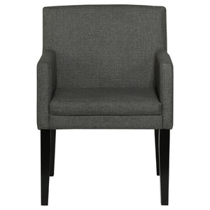 English Elm Yorkshire Mid-Century Charcoal Fabric Dining Armchair Set for Refined Gatherings B2777P536436