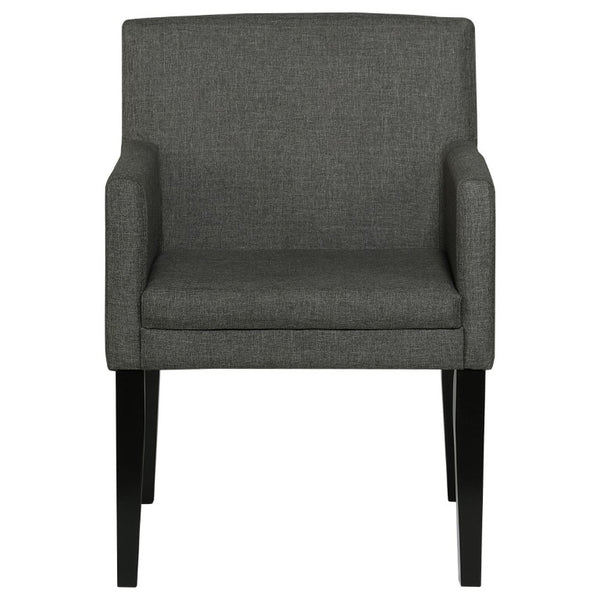 English Elm Yorkshire Mid-Century Charcoal Fabric Dining Armchair Set for Refined Gatherings B2777P536436