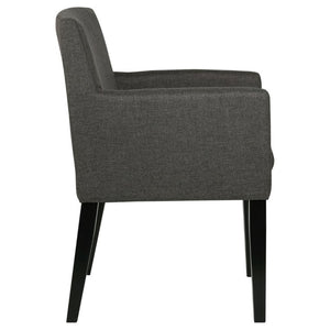 English Elm Yorkshire Mid-Century Charcoal Fabric Dining Armchair Set for Refined Gatherings B2777P536436