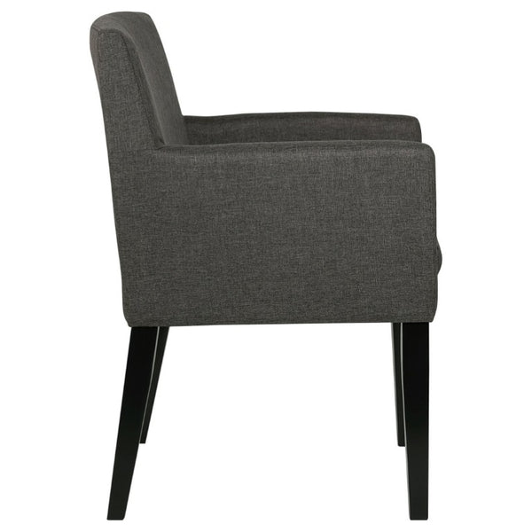 English Elm Yorkshire Mid-Century Charcoal Fabric Dining Armchair Set for Refined Gatherings B2777P536436