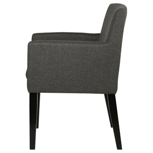 English Elm Yorkshire Mid-Century Charcoal Fabric Dining Armchair Set for Refined Gatherings B2777P536436
