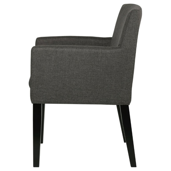 English Elm Yorkshire Mid-Century Charcoal Fabric Dining Armchair Set for Refined Gatherings B2777P536436