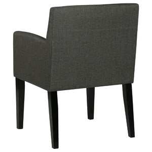 English Elm Yorkshire Mid-Century Charcoal Fabric Dining Armchair Set for Refined Gatherings B2777P536436