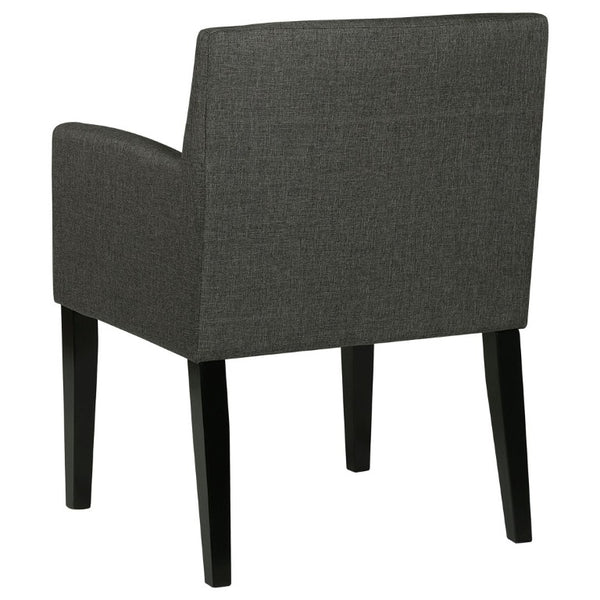 English Elm Yorkshire Mid-Century Charcoal Fabric Dining Armchair Set for Refined Gatherings B2777P536436