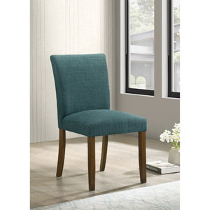 English Elm Conifer Upholstered Dining Side Chairs Set of 2 with Rubberwood Legs Tailored Style Teal Blue B2777P536437