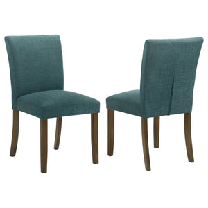English Elm Conifer Upholstered Dining Side Chairs Set of 2 with Rubberwood Legs Tailored Style Teal Blue B2777P536437