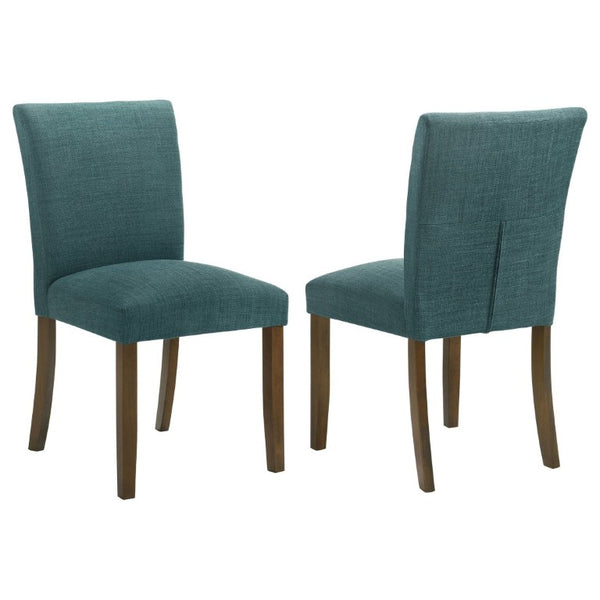 English Elm Conifer Upholstered Dining Side Chairs Set of 2 with Rubberwood Legs Tailored Style Teal Blue B2777P536437