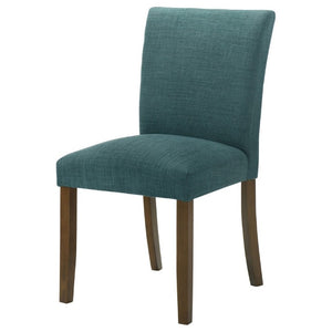 English Elm Conifer Upholstered Dining Side Chairs Set of 2 with Rubberwood Legs Tailored Style Teal Blue B2777P536437