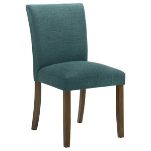 English Elm Conifer Upholstered Dining Side Chairs Set of 2 with Rubberwood Legs Tailored Style Teal Blue B2777P536437