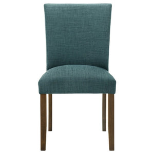English Elm Conifer Upholstered Dining Side Chairs Set of 2 with Rubberwood Legs Tailored Style Teal Blue B2777P536437