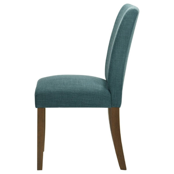 English Elm Conifer Upholstered Dining Side Chairs Set of 2 with Rubberwood Legs Tailored Style Teal Blue B2777P536437