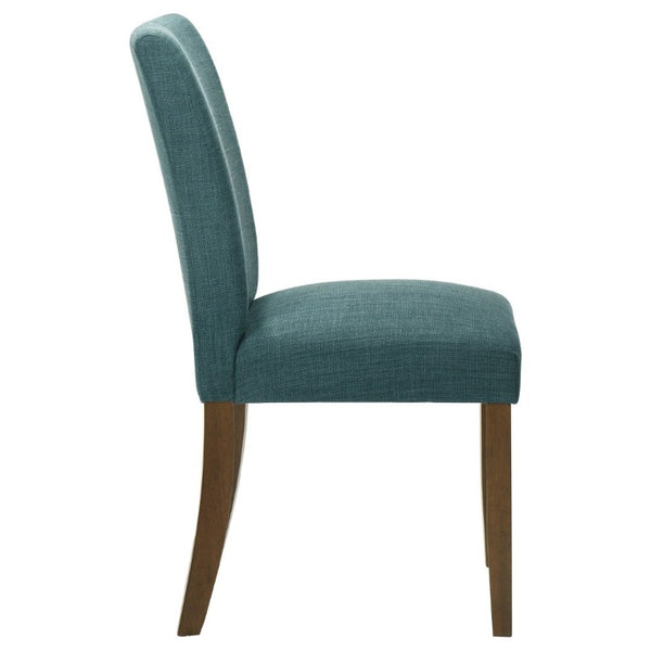 English Elm Conifer Upholstered Dining Side Chairs Set of 2 with Rubberwood Legs Tailored Style Teal Blue B2777P536437