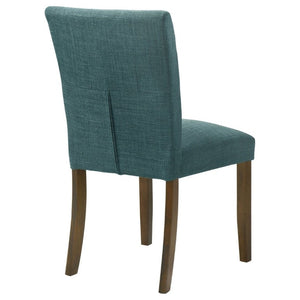 English Elm Conifer Upholstered Dining Side Chairs Set of 2 with Rubberwood Legs Tailored Style Teal Blue B2777P536437
