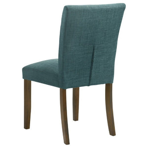 English Elm Conifer Upholstered Dining Side Chairs Set of 2 with Rubberwood Legs Tailored Style Teal Blue B2777P536437