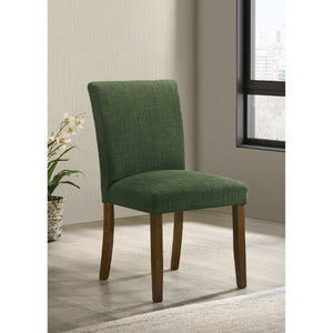 English Elm Conifer Upholstered Dining Side Chairs Set of 2 with Rubberwood Legs Tailored Style Green B2777P536438