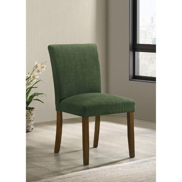 English Elm Conifer Upholstered Dining Side Chairs Set of 2 with Rubberwood Legs Tailored Style Green B2777P536438