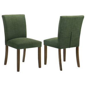 English Elm Conifer Upholstered Dining Side Chairs Set of 2 with Rubberwood Legs Tailored Style Green B2777P536438