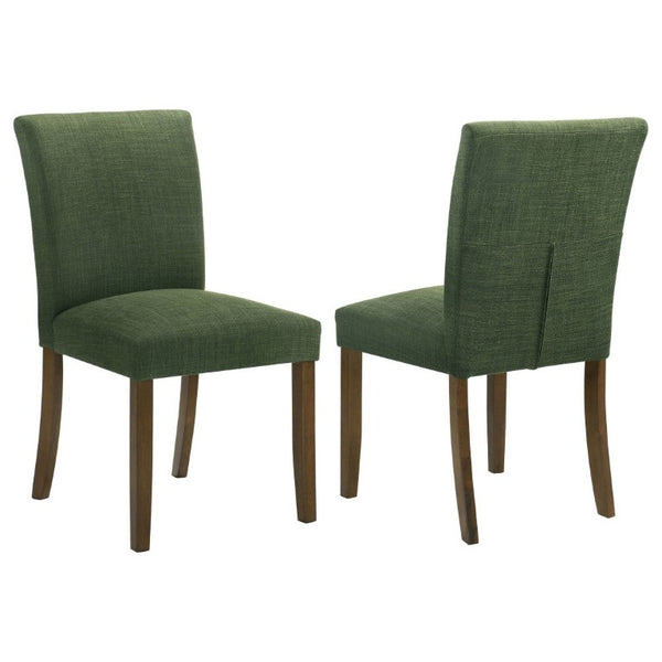 English Elm Conifer Upholstered Dining Side Chairs Set of 2 with Rubberwood Legs Tailored Style Green B2777P536438
