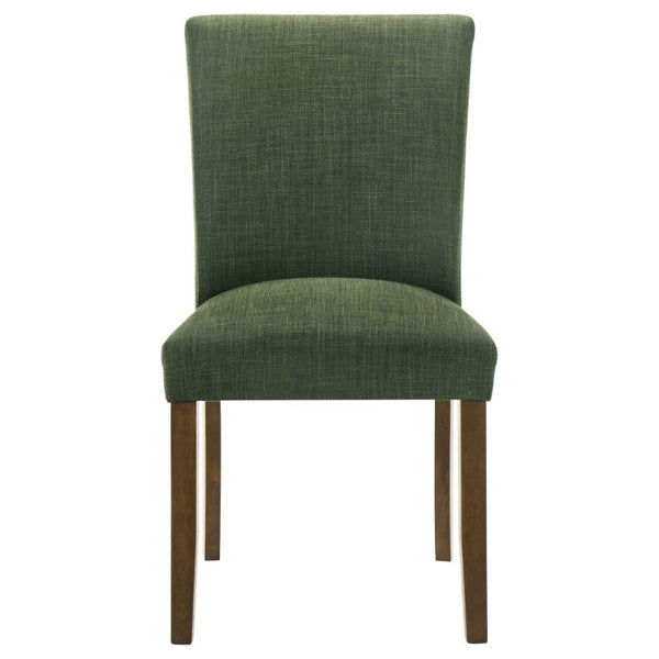 English Elm Conifer Upholstered Dining Side Chairs Set of 2 with Rubberwood Legs Tailored Style Green B2777P536438