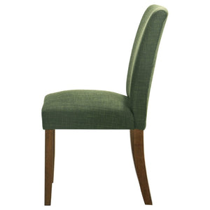 English Elm Conifer Upholstered Dining Side Chairs Set of 2 with Rubberwood Legs Tailored Style Green B2777P536438
