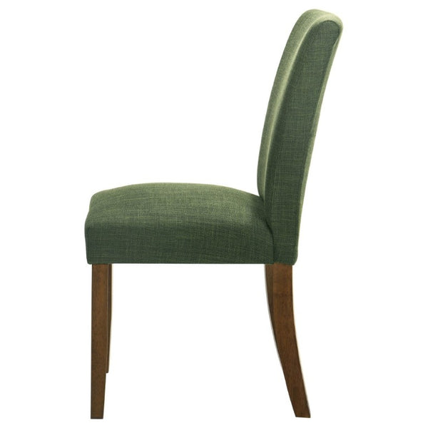 English Elm Conifer Upholstered Dining Side Chairs Set of 2 with Rubberwood Legs Tailored Style Green B2777P536438