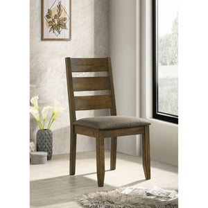English Elm Knotty Hardwood Ladderback Dining Chairs with Grey Upholstered Seats Set of Two B2777P536439