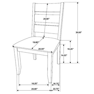English Elm Knotty Hardwood Ladderback Dining Chairs with Grey Upholstered Seats Set of Two B2777P536439