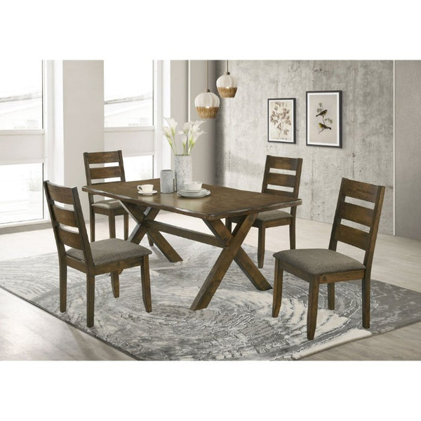 English Elm Knotty Hardwood Ladderback Dining Chairs with Grey Upholstered Seats Set of Two B2777P536439