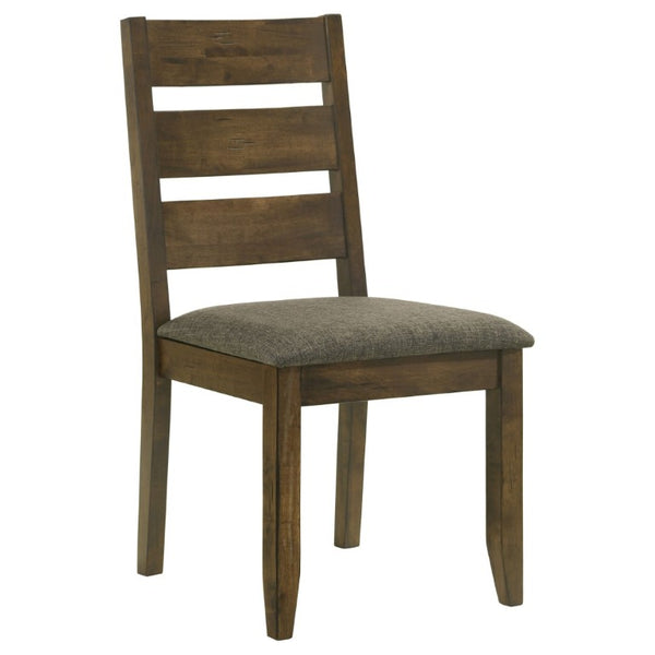 English Elm Knotty Hardwood Ladderback Dining Chairs with Grey Upholstered Seats Set of Two B2777P536439