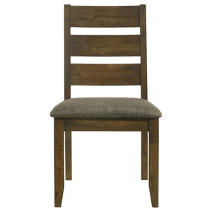 English Elm Knotty Hardwood Ladderback Dining Chairs with Grey Upholstered Seats Set of Two B2777P536439