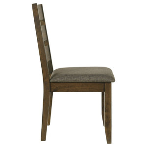 English Elm Knotty Hardwood Ladderback Dining Chairs with Grey Upholstered Seats Set of Two B2777P536439