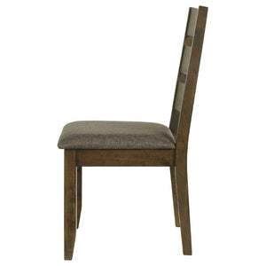 English Elm Knotty Hardwood Ladderback Dining Chairs with Grey Upholstered Seats Set of Two B2777P536439