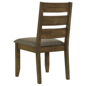 English Elm Knotty Hardwood Ladderback Dining Chairs with Grey Upholstered Seats Set of Two B2777P536439