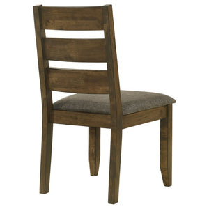 English Elm Knotty Hardwood Ladderback Dining Chairs with Grey Upholstered Seats Set of Two B2777P536439