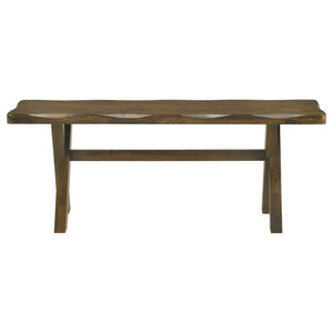 English Elm Knotty Hardwood Farmhouse Dining Bench with Worn Nutmeg Finish for Rustic Interiors B2777P536440