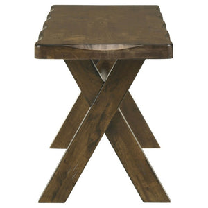 English Elm Knotty Hardwood Farmhouse Dining Bench with Worn Nutmeg Finish for Rustic Interiors B2777P536440
