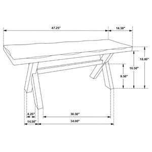 English Elm Knotty Hardwood Farmhouse Dining Bench with Worn Nutmeg Finish for Rustic Interiors B2777P536440