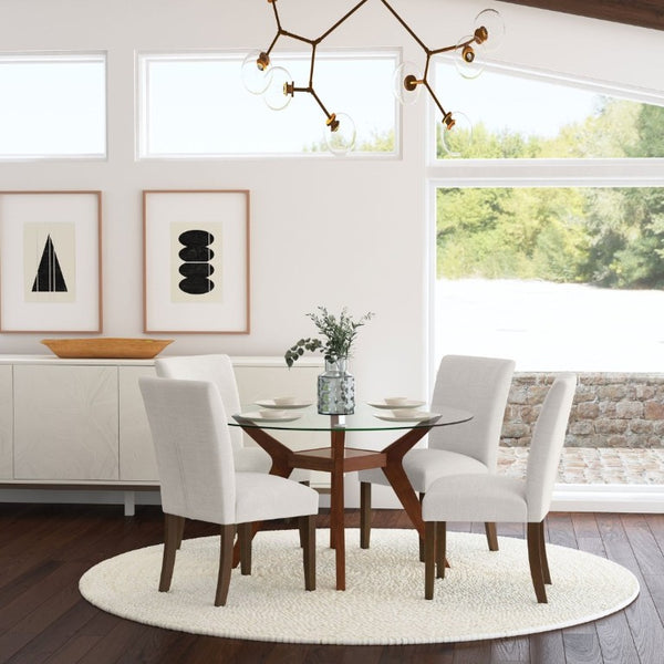 English Elm Conifer Upholstered Dining Side Chairs Set of 2 with Rubberwood Legs Tailored Style Beige B2777P536441