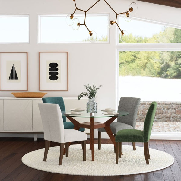 English Elm Conifer Upholstered Dining Side Chairs Set of 2 with Rubberwood Legs Tailored Style Beige B2777P536441