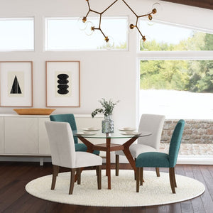 English Elm Conifer Upholstered Dining Side Chairs Set of 2 with Rubberwood Legs Tailored Style Beige B2777P536441