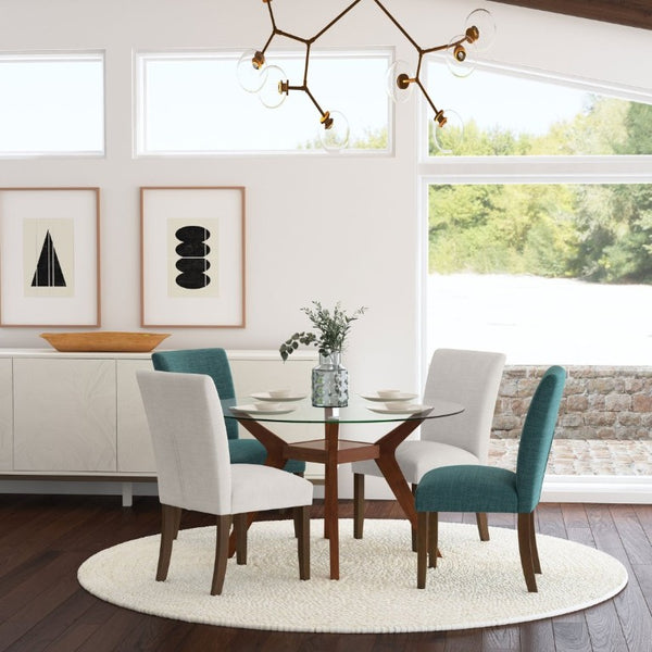 English Elm Conifer Upholstered Dining Side Chairs Set of 2 with Rubberwood Legs Tailored Style Beige B2777P536441