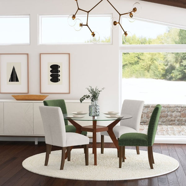 English Elm Conifer Upholstered Dining Side Chairs Set of 2 with Rubberwood Legs Tailored Style Beige B2777P536441
