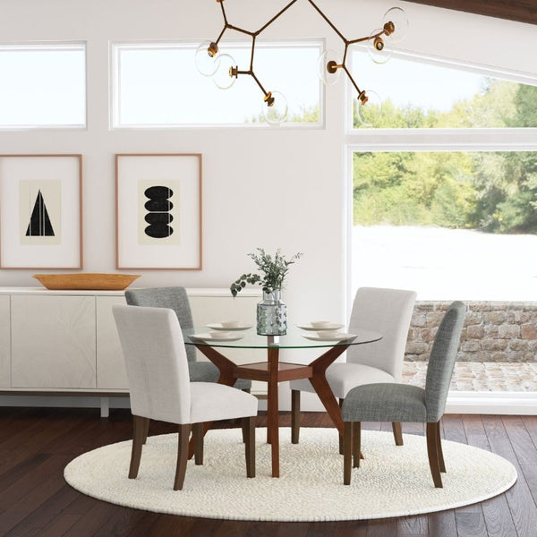 English Elm Conifer Upholstered Dining Side Chairs Set of 2 with Rubberwood Legs Tailored Style Beige B2777P536441