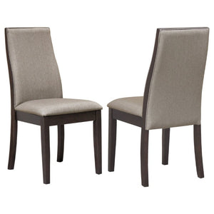 English Elm Taupe Upholstered Dining Chair Set of Two with Espresso Hardwood Frame Modern Style B2777P536442
