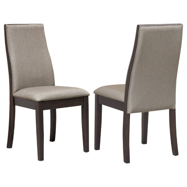 English Elm Taupe Upholstered Dining Chair Set of Two with Espresso Hardwood Frame Modern Style B2777P536442