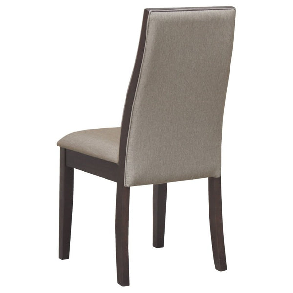 English Elm Taupe Upholstered Dining Chair Set of Two with Espresso Hardwood Frame Modern Style B2777P536442
